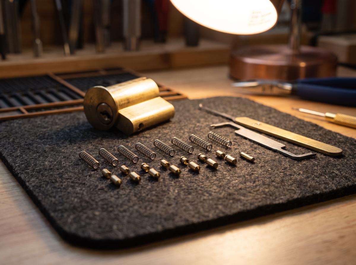 Lock cylinder and pins during a rekey